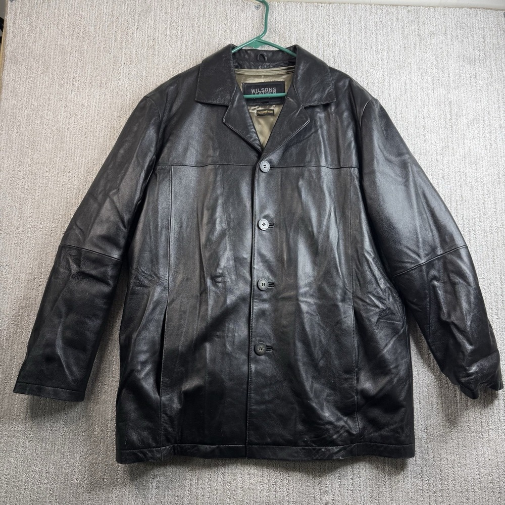 Wilson's Leather Long Jacket Men's Size XL Thinsulate Ultra Black Heavy